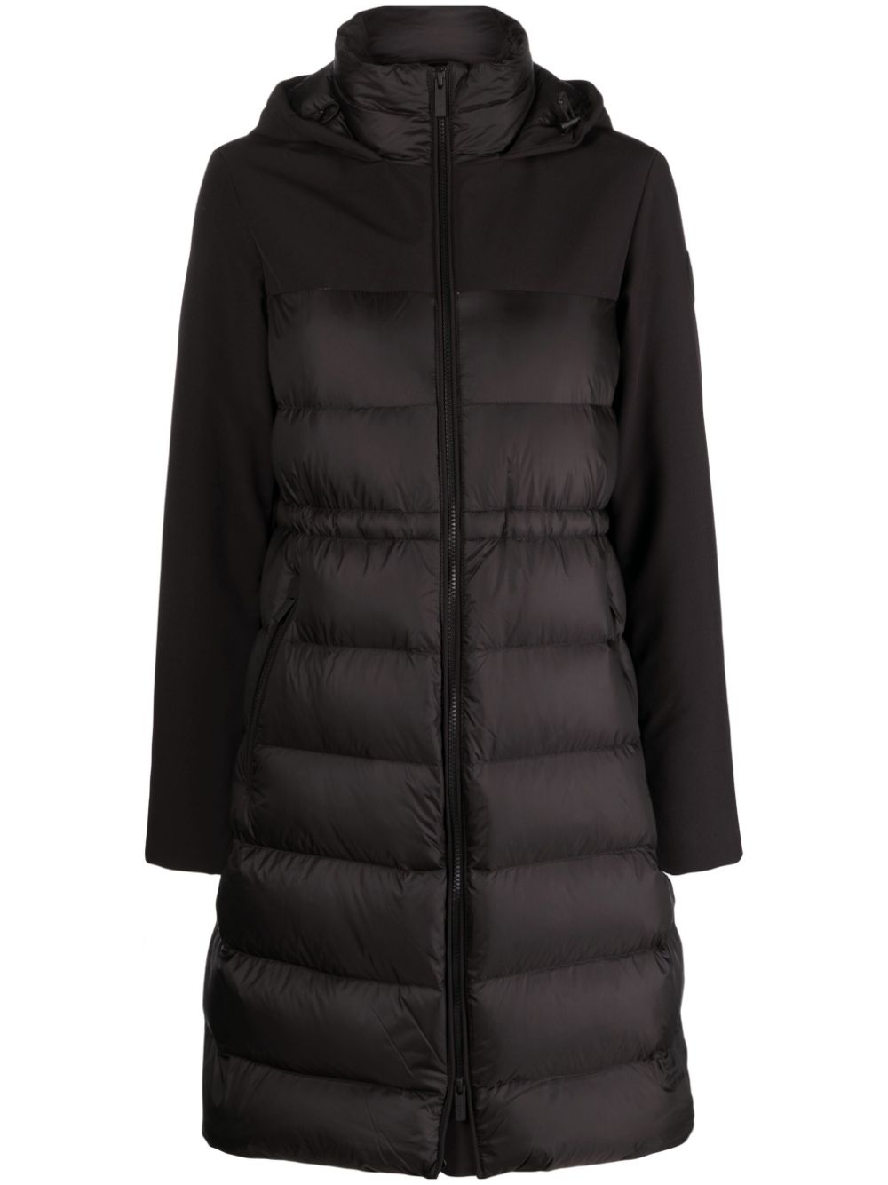 Panelled hooded coat - Black