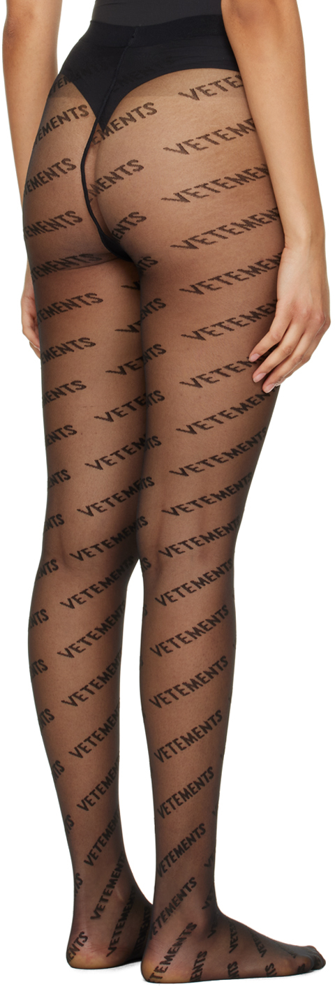 VETEMENTS Black Wolford Edition Monogram Logo Tights