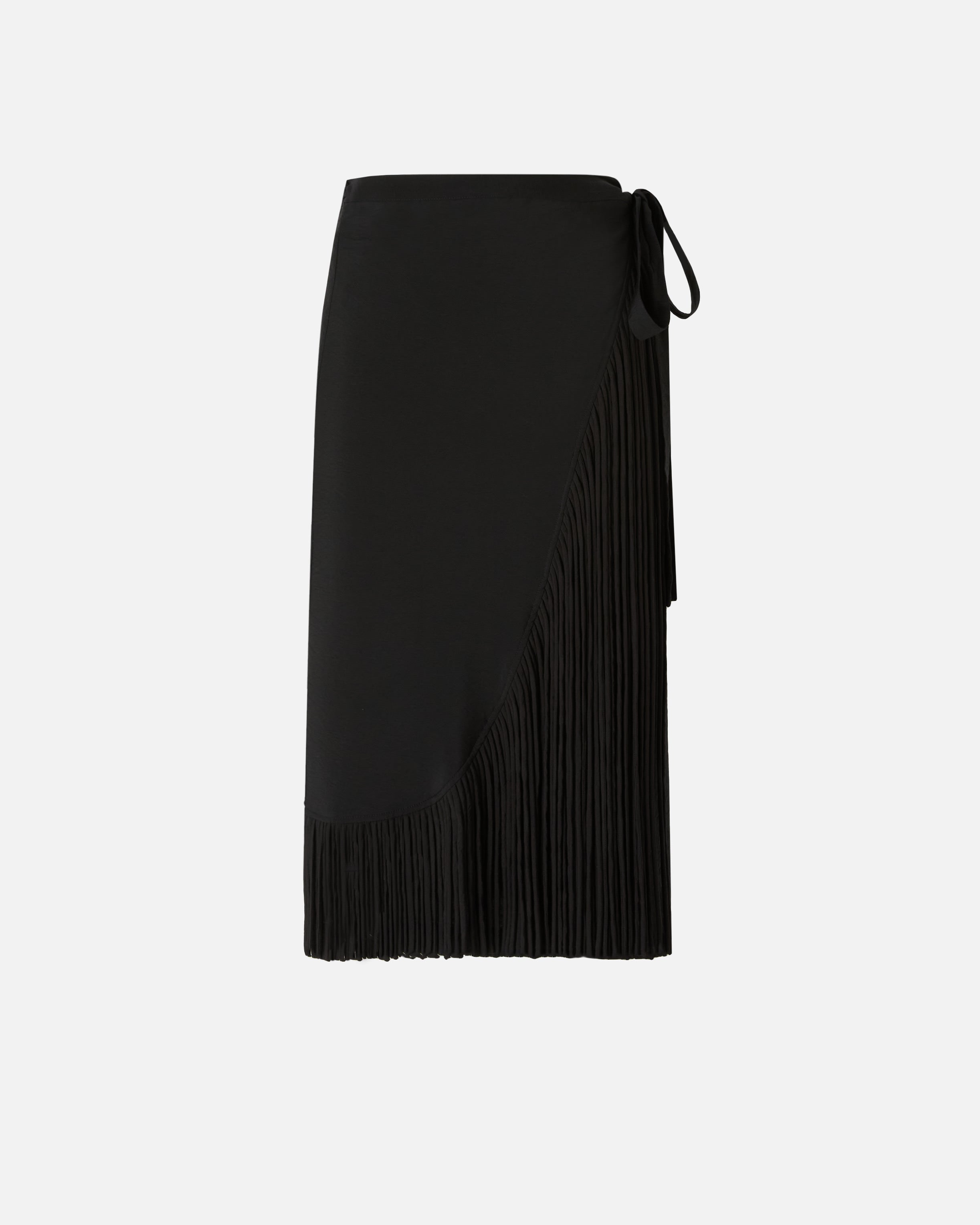 Calf-length wrap skirt with fringing - 40