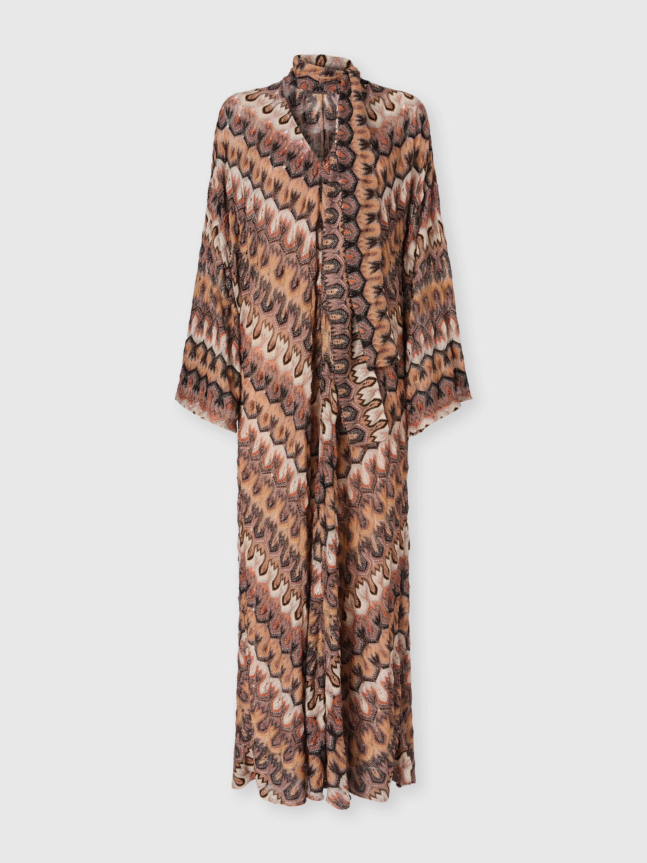 Missoni - Vestido largo de viscosa lamé con cinturón extraíble, Mujer, Verde & Marròn