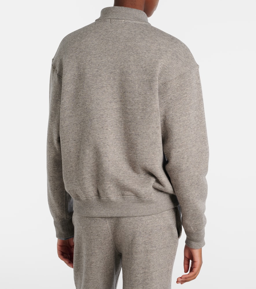 Logo cotton-blend fleece polo sweatshirt