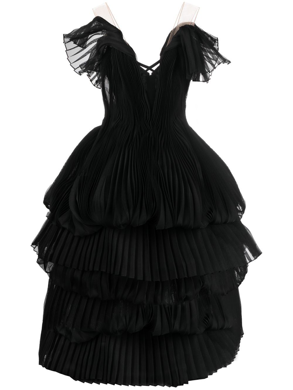 Pleated tiered gown - Black