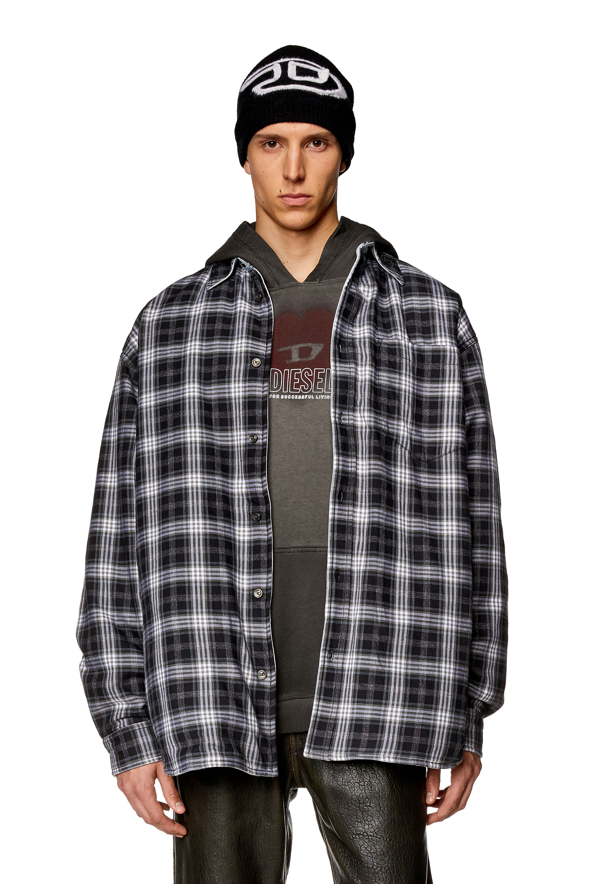 S-Dewny-Double-Check-A shirt jacket - Black
