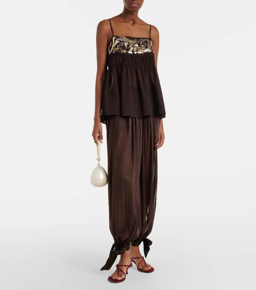 Sequined chiffon top