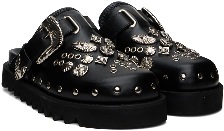 Toga Pulla SSENSE Exclusive Black Eyelet Metal Sabot Loafers