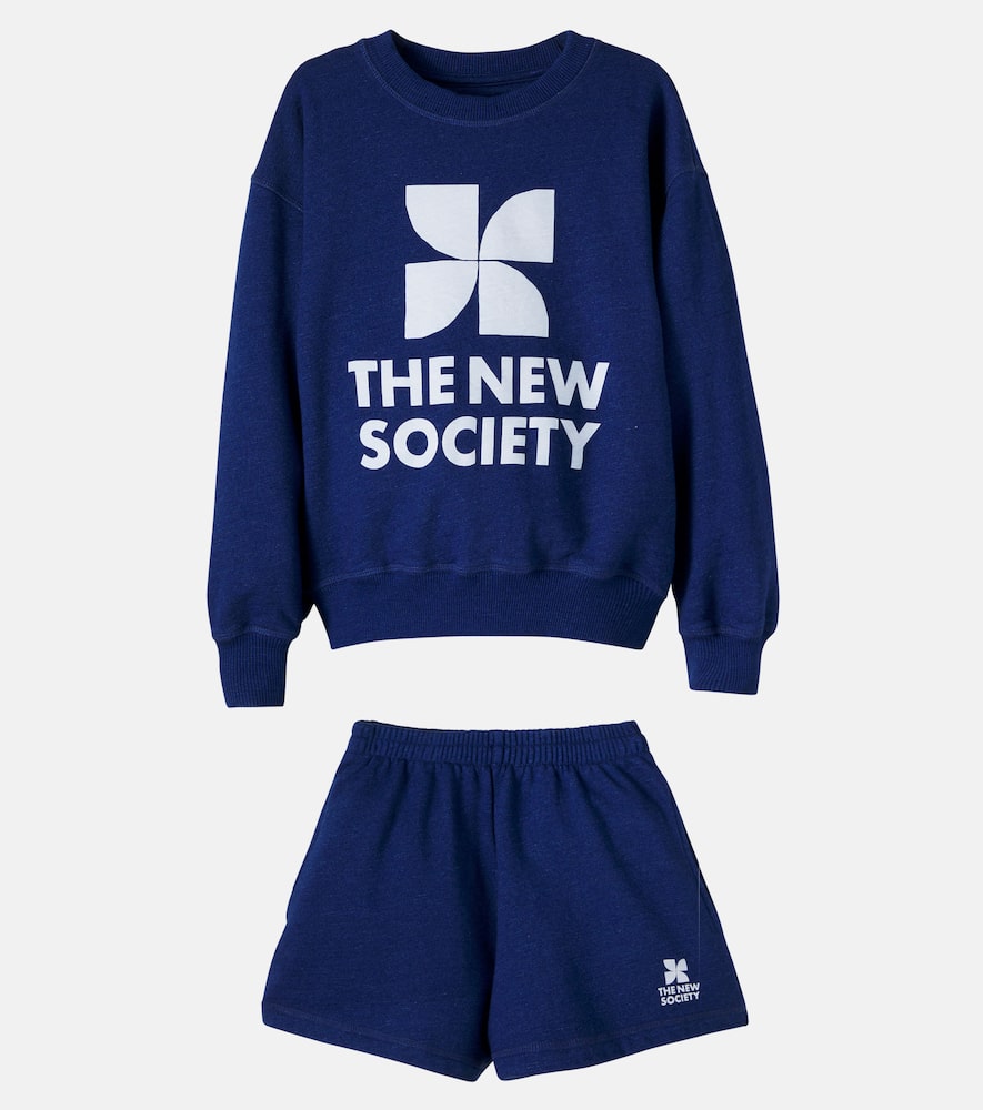 Logo cotton sweatshirt and shorts set