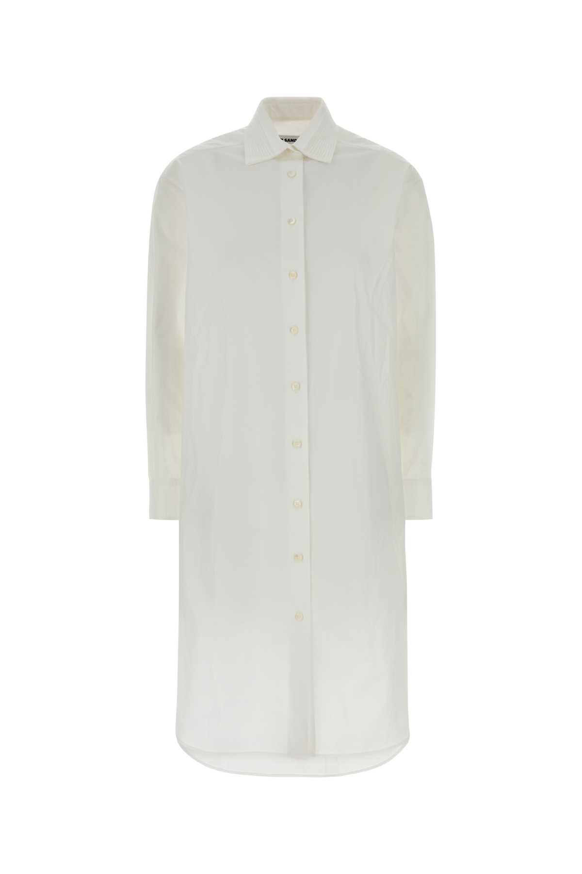 White Poplin Shirt Dress Optic Exterior: Cotton Abiti - Women