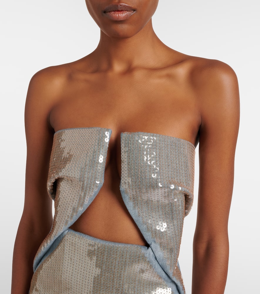 Prong sequined denim gown
