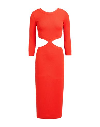 Elisabetta Franchi Woman Midi dress Coral Size 6 Viscose, Polyester