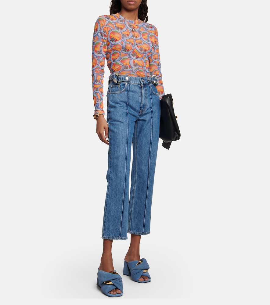 Chain and twist denim mules