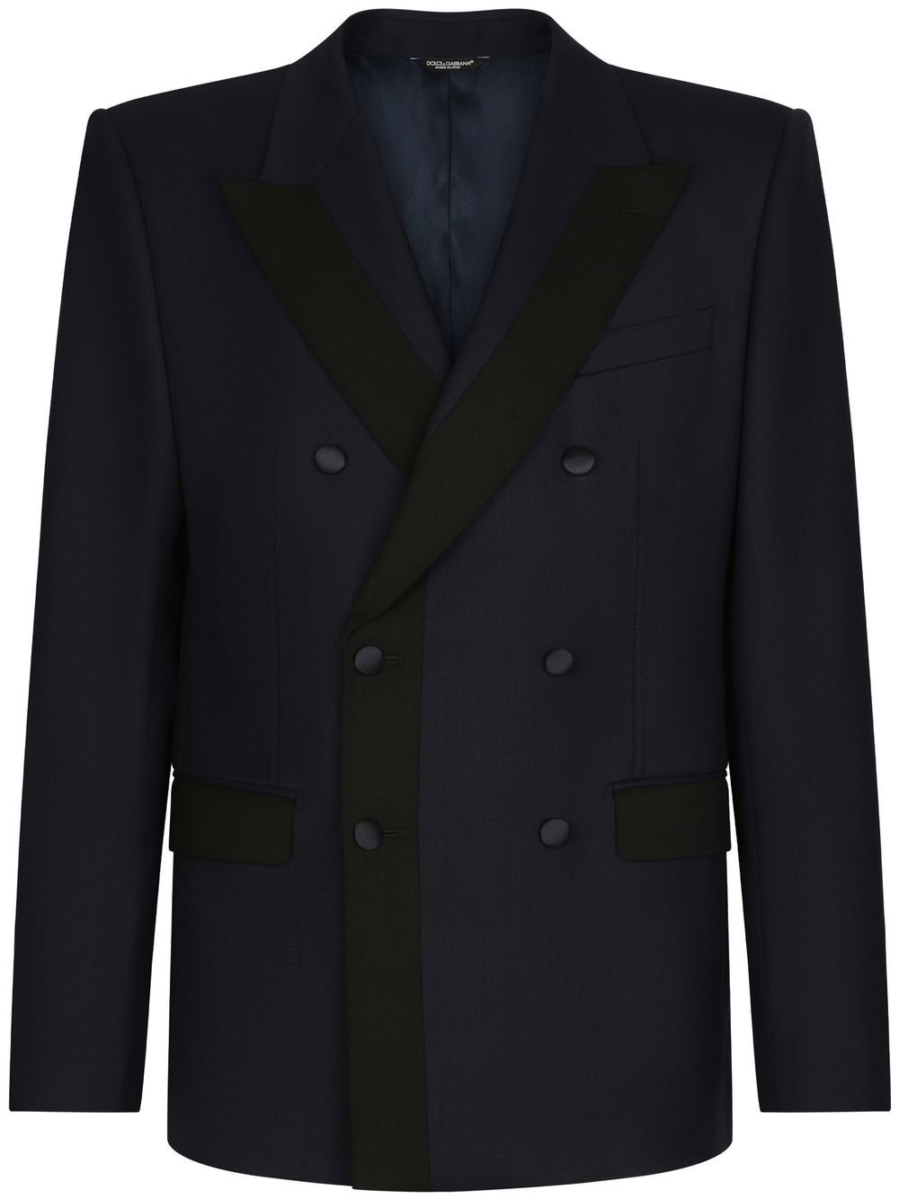 Double-breasted wool blazer - Blue