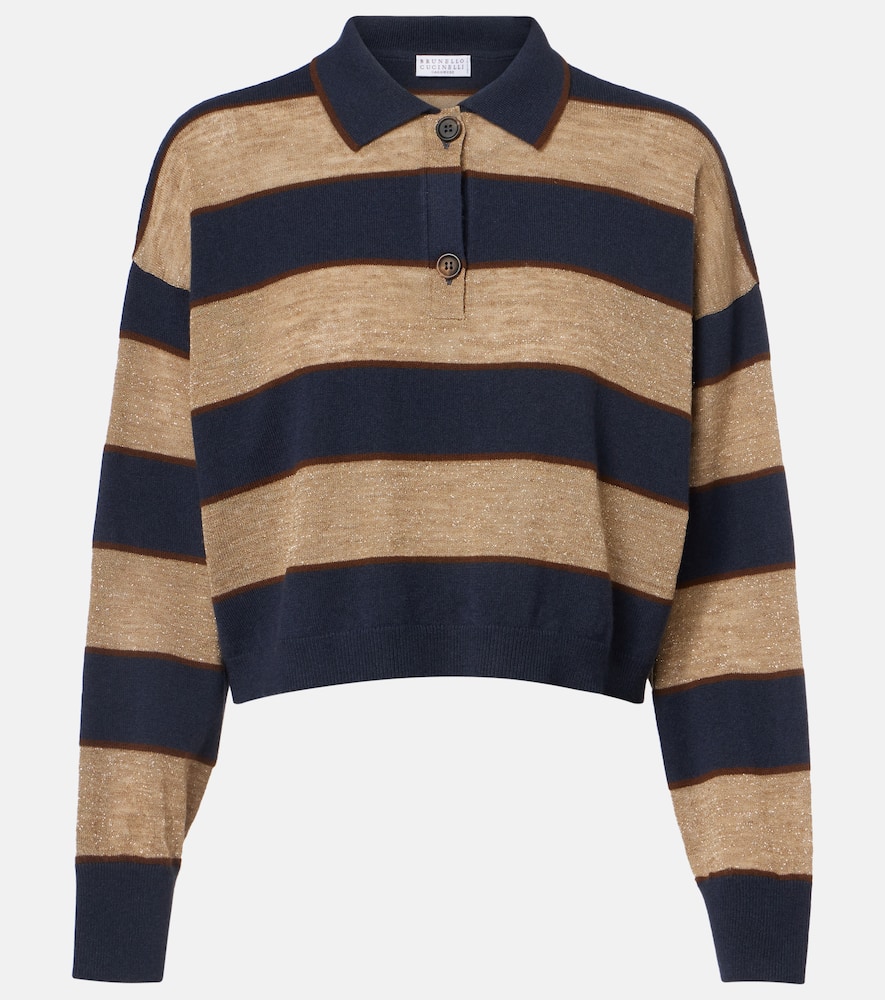 Wool, cashmere, and silk polo sweater