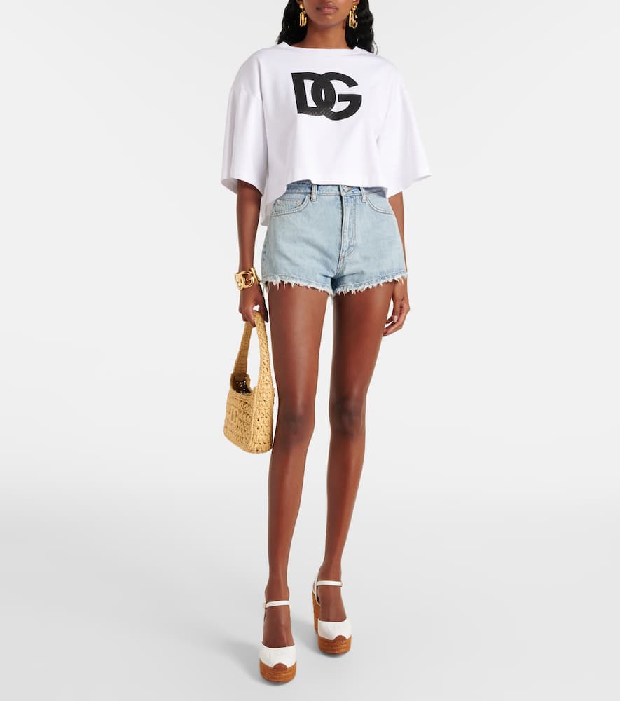 High-rise denim shorts