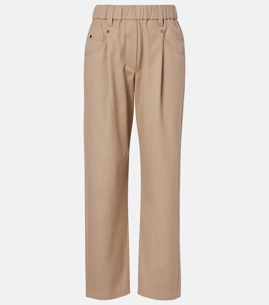 Cotton-blend straight pants