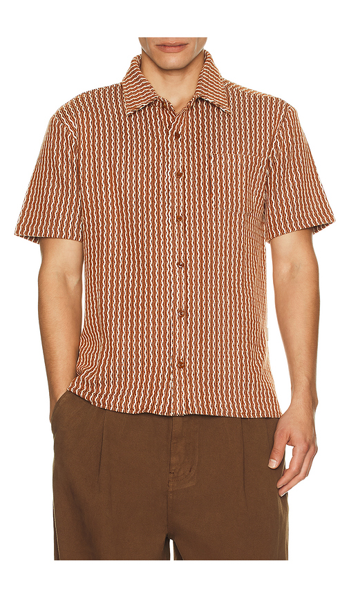 Bound Castro Woven Shirt in Rust. S. Also in L, M, XL/1X