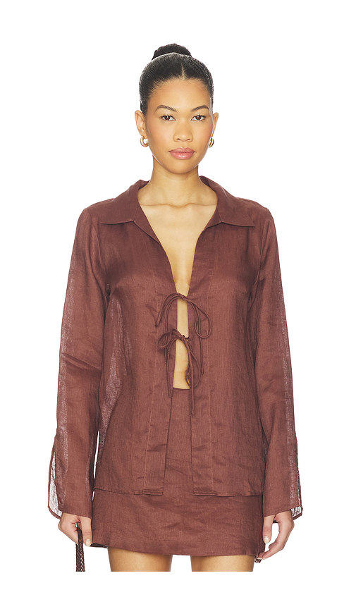 LSPACE Venice Shirt in Brown. L. Also in S, XS