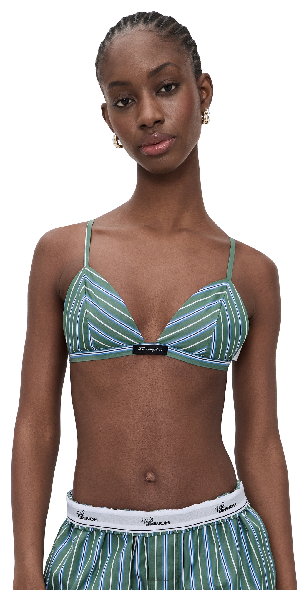 Shirting Bralette Green Porto Stripe