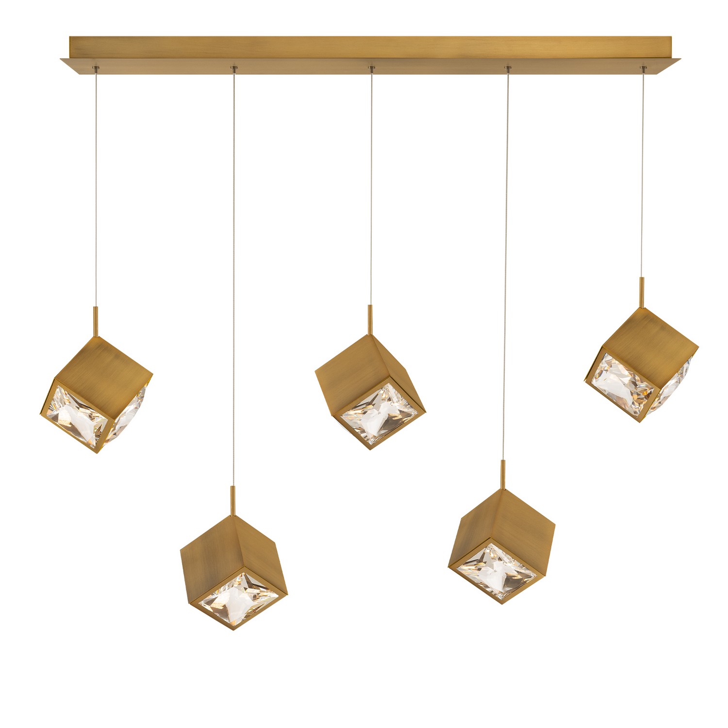 Aged Brass LED Chandelier from the Ice Cube Collection