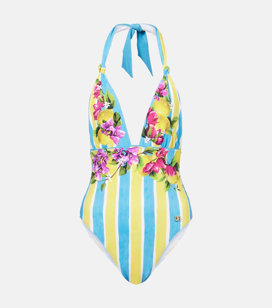 Printed halterneck swimsuit