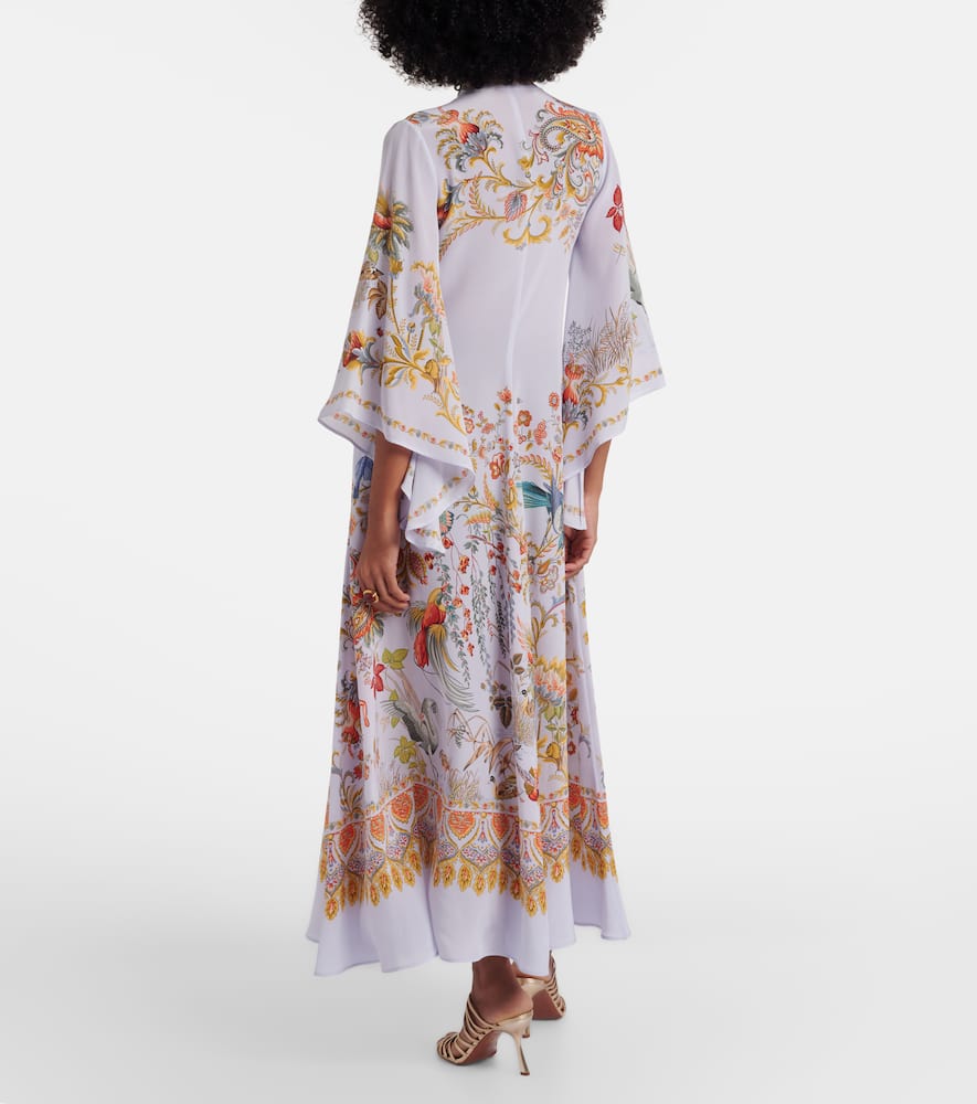 Scarf-detail floral silk maxi dress