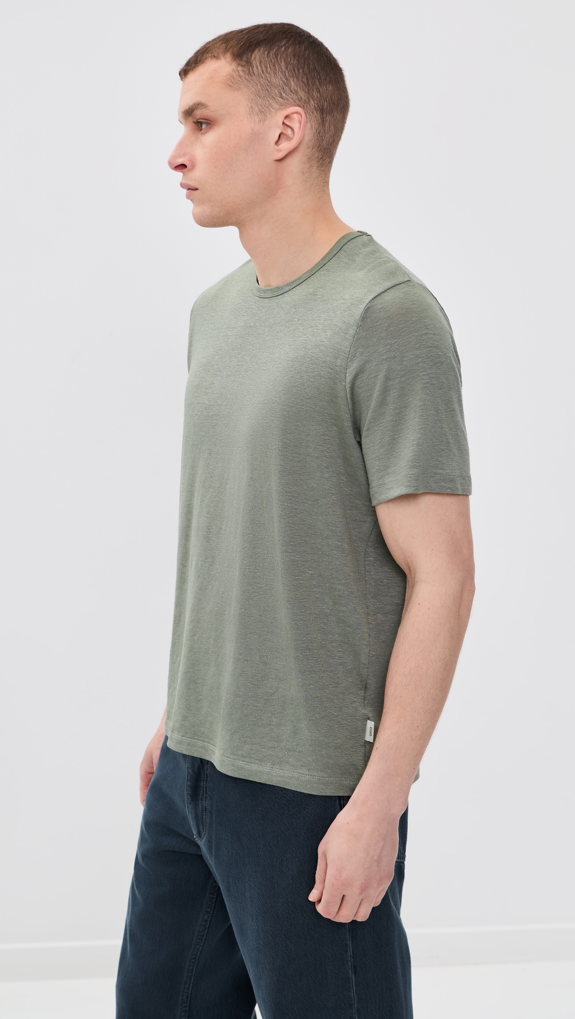 Stretch Linen Crew Neck Tee Agave