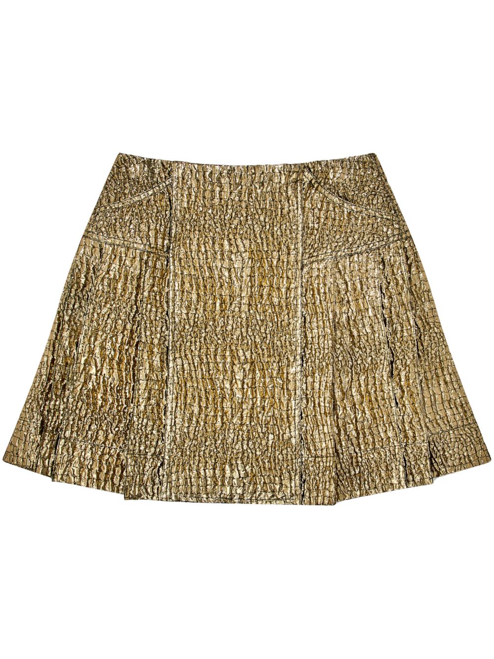 Tie-detail pleated mini kilt - Gold