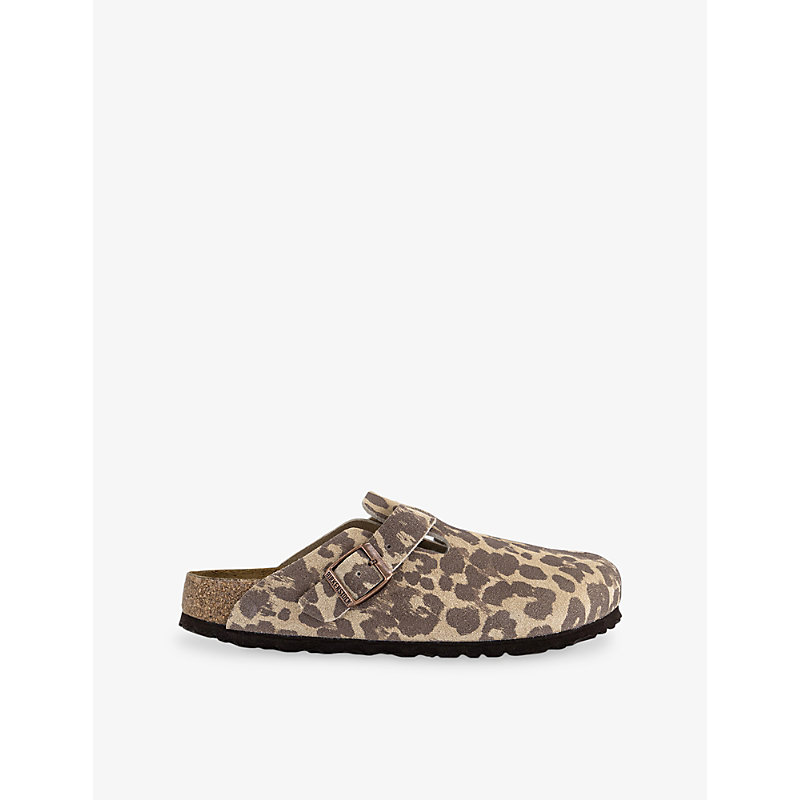 Womens Boston Leopard Suede Clogs