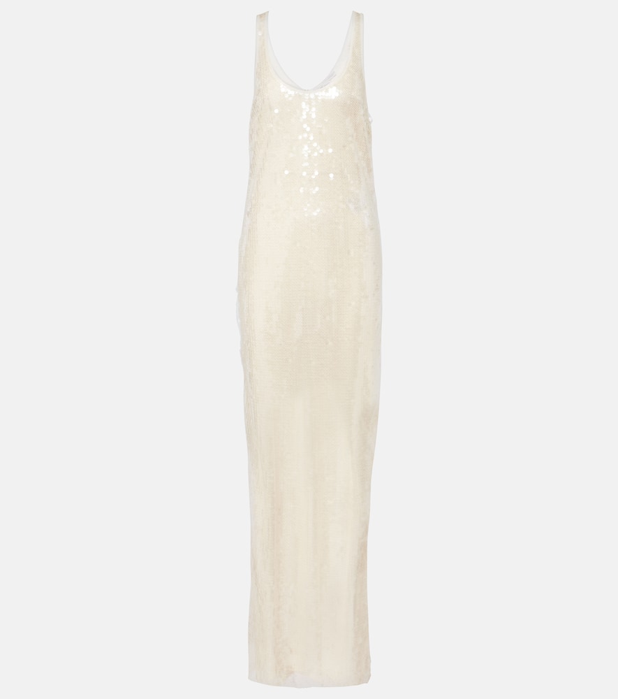 Sheer sequined maxi dress
