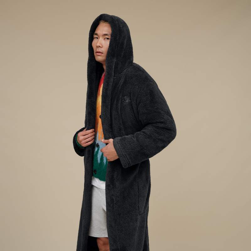 ® Men's Beckett Robe Fleece/Recycled Materials Robes in Ink Black