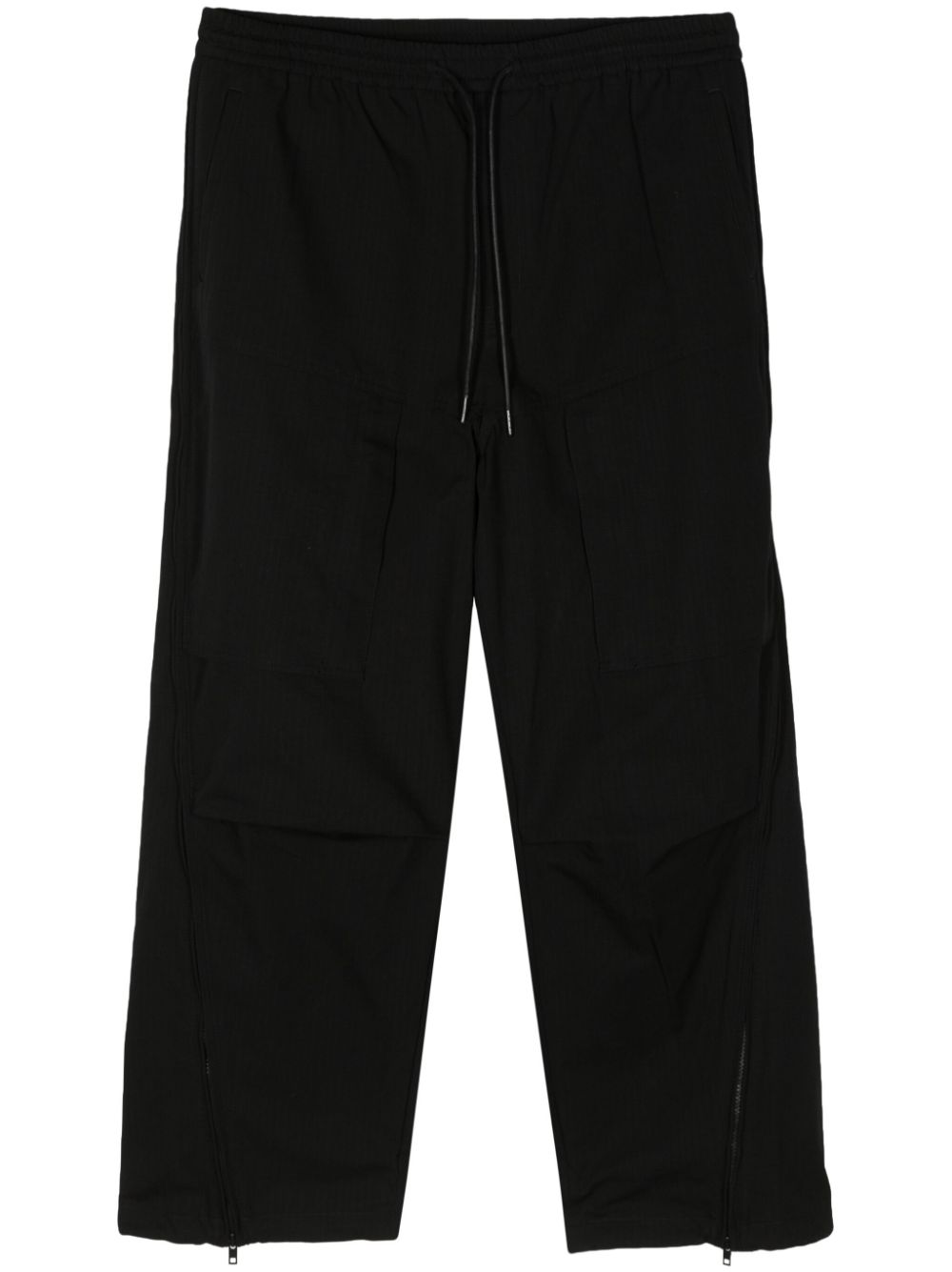 Drawstring-waist zipped trousers - Black