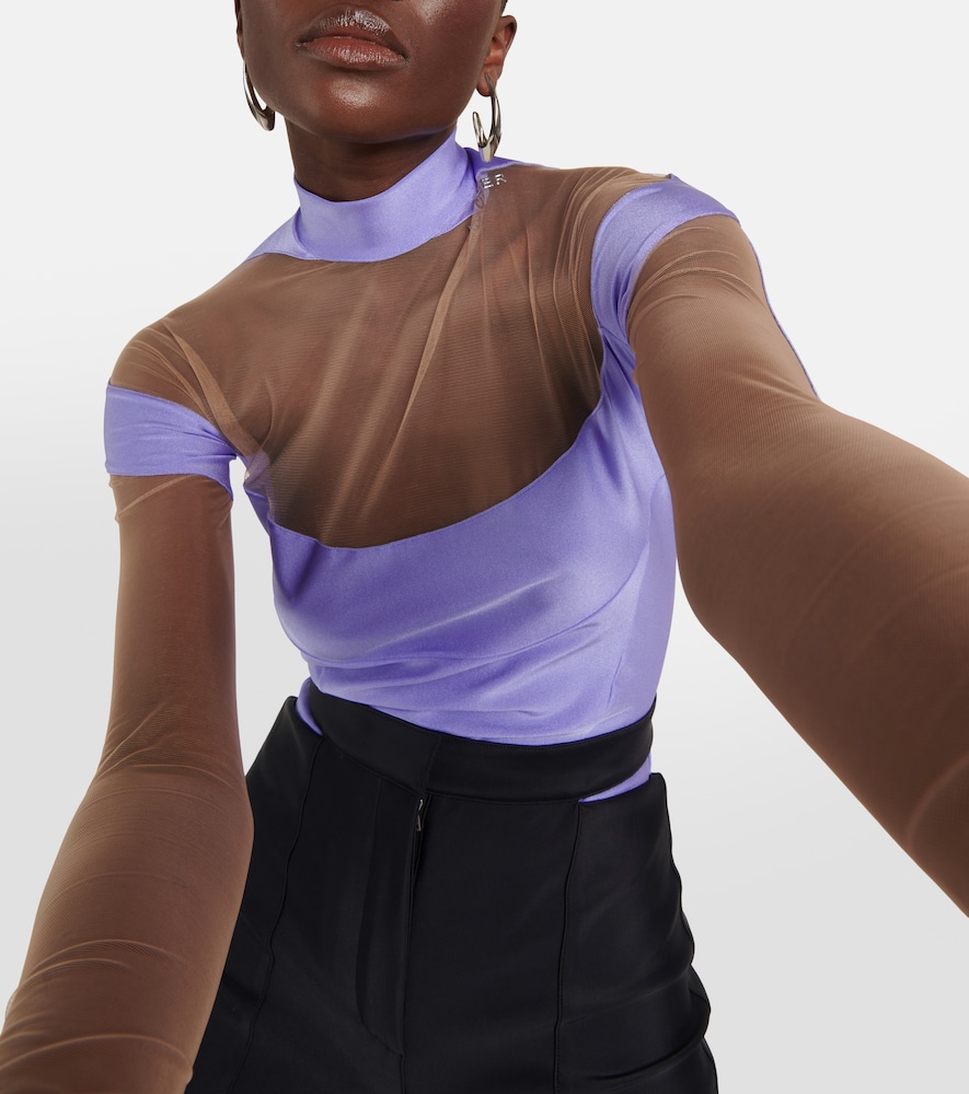 Paneled tulle bodysuit