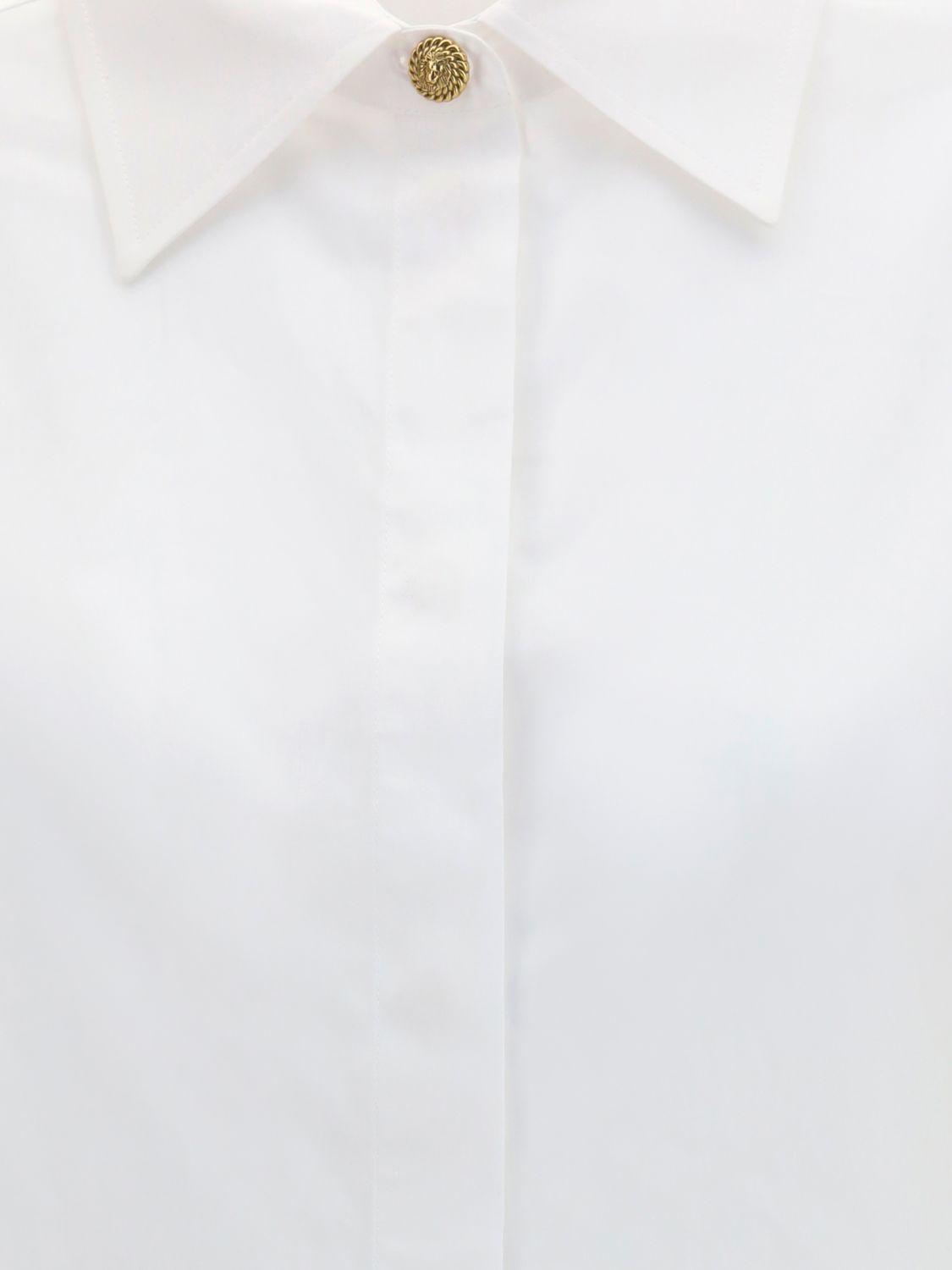 Cotton Poplin Shirt with Concealed Buttoning
