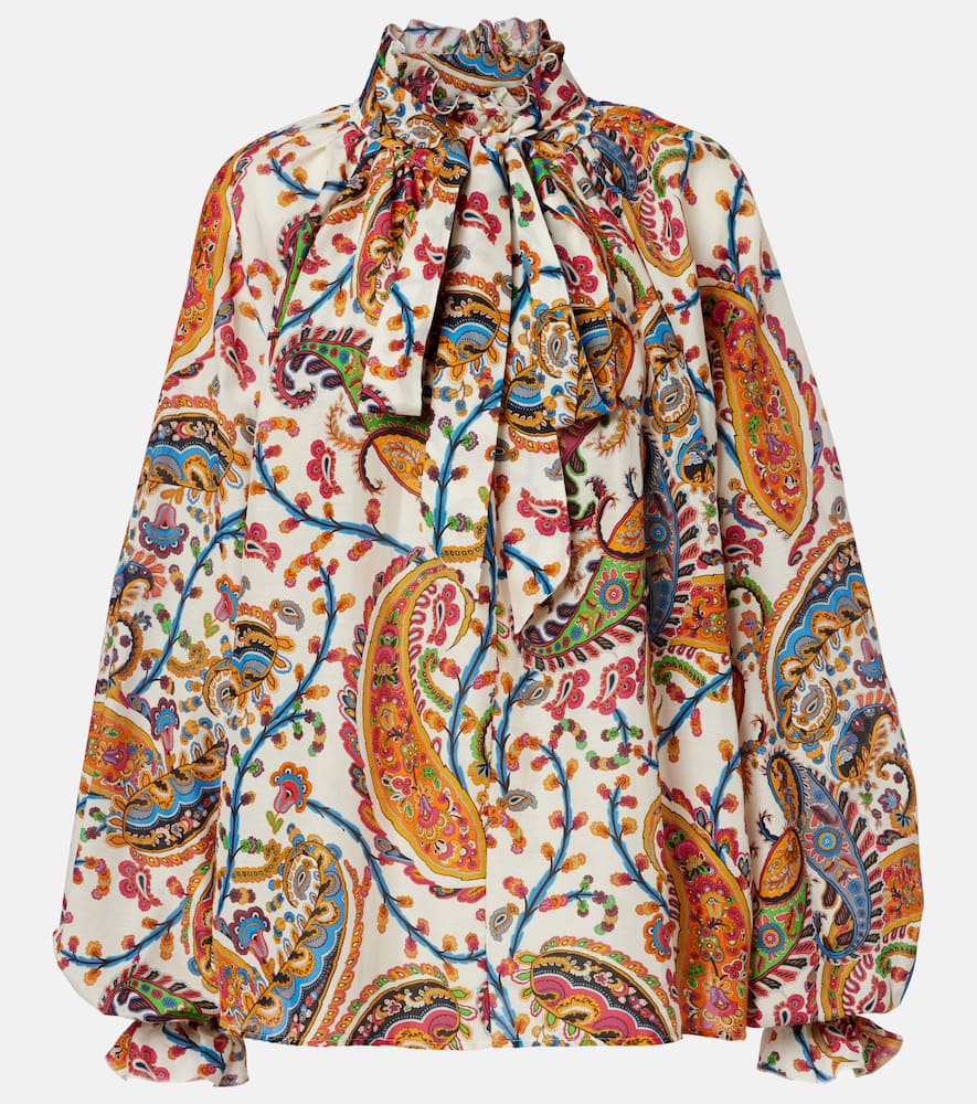 Printed cotton and silk blouse