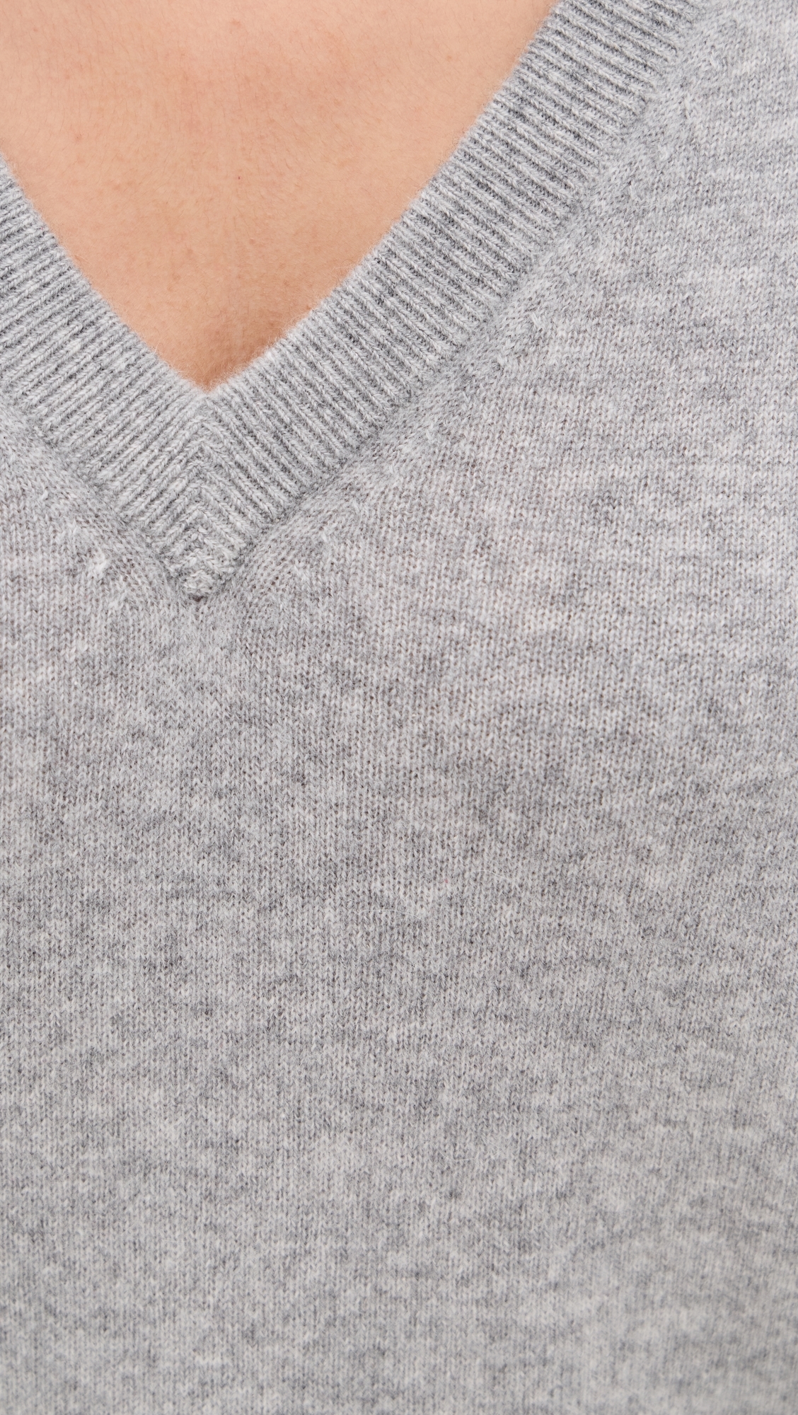 Cashmere V Neck Pullover Grey Heather