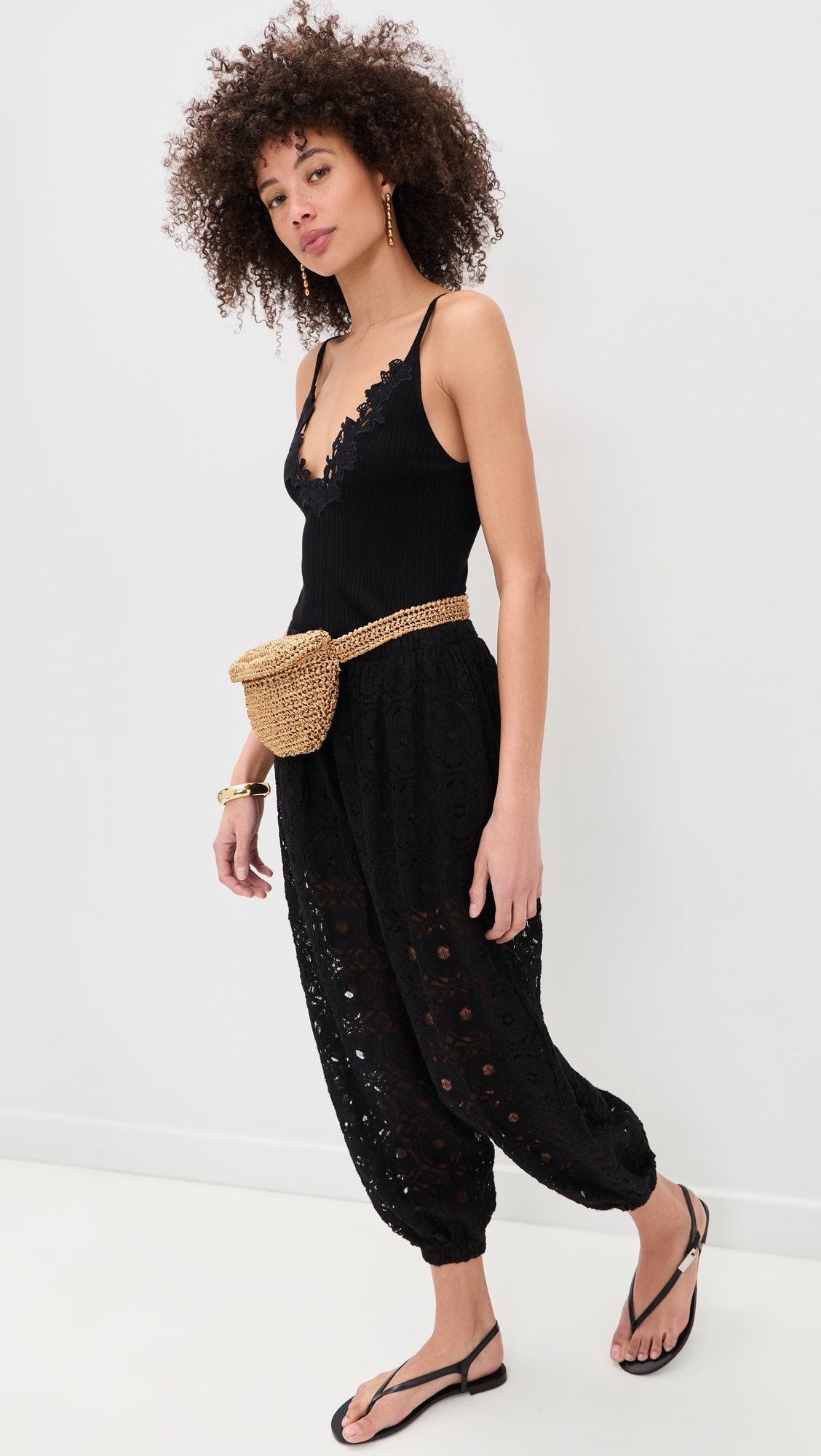 Ainsley Knit Camisole with Lace Noir