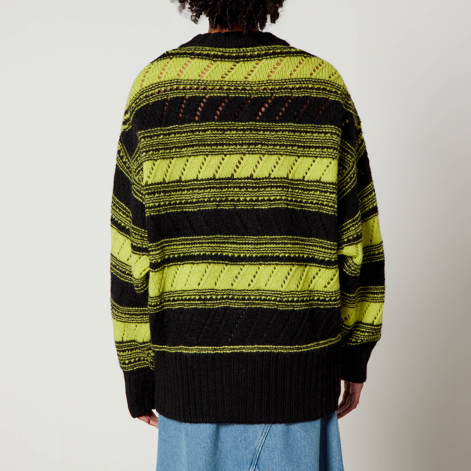 Ganni Striped Organic Wool Cardigan