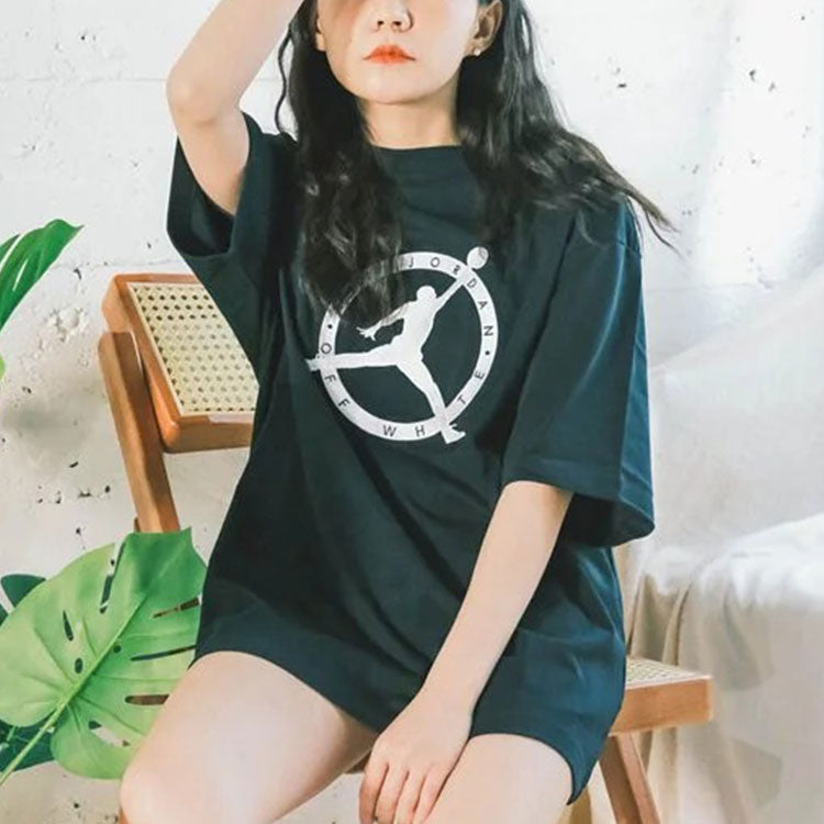 Air x Off-White MJ T-Shirt Asia Sizing 'Black White Forest Green'