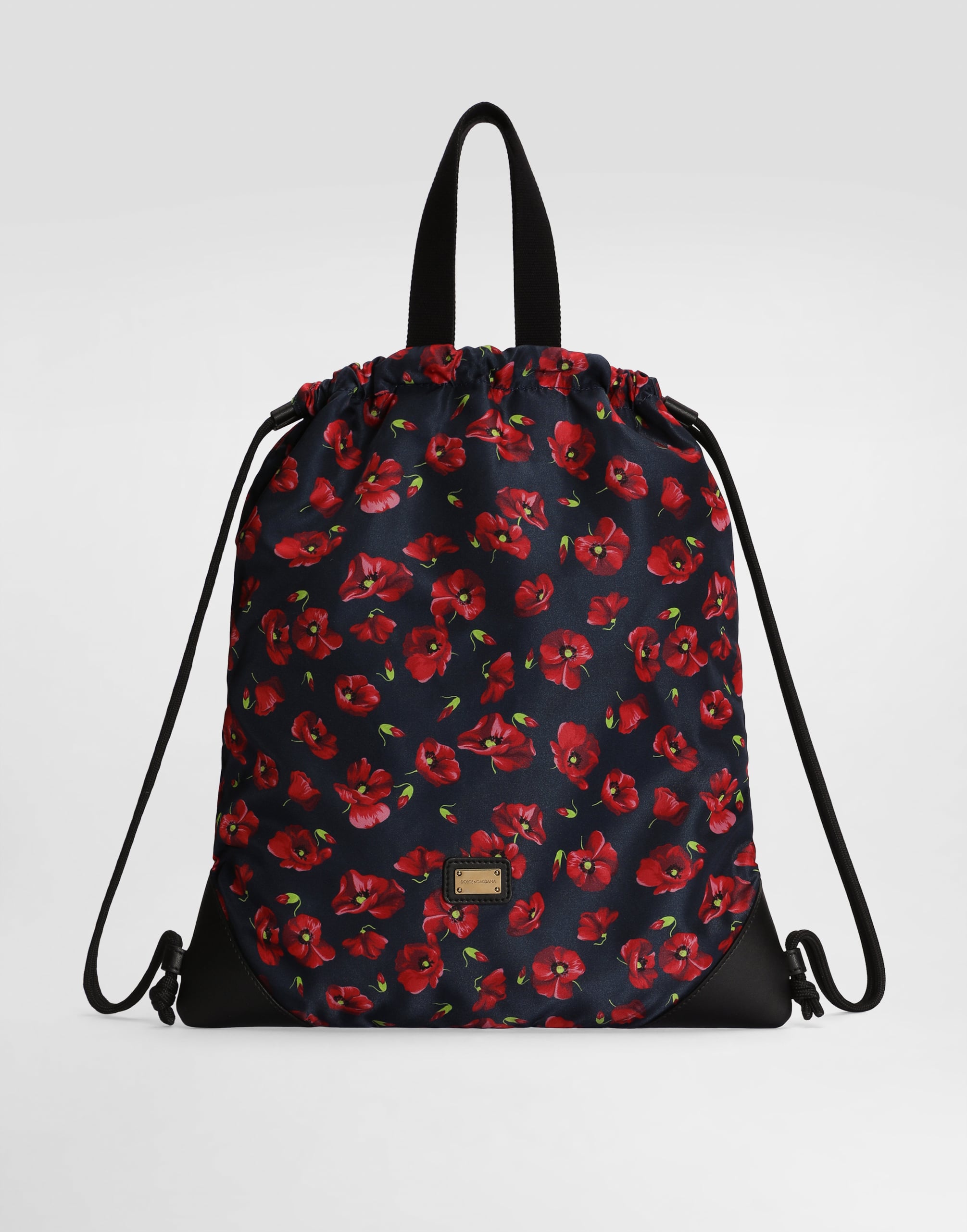 Poppy-print nylon backpack