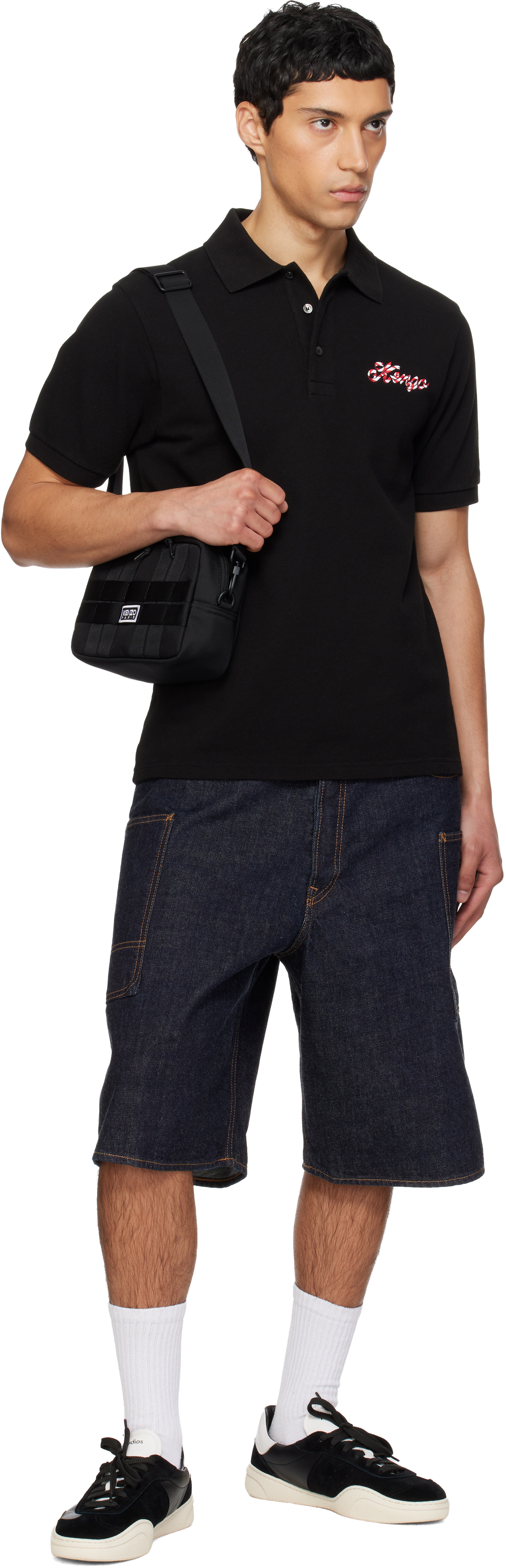Navy Paris Cargo Monkey Fit Denim Shorts