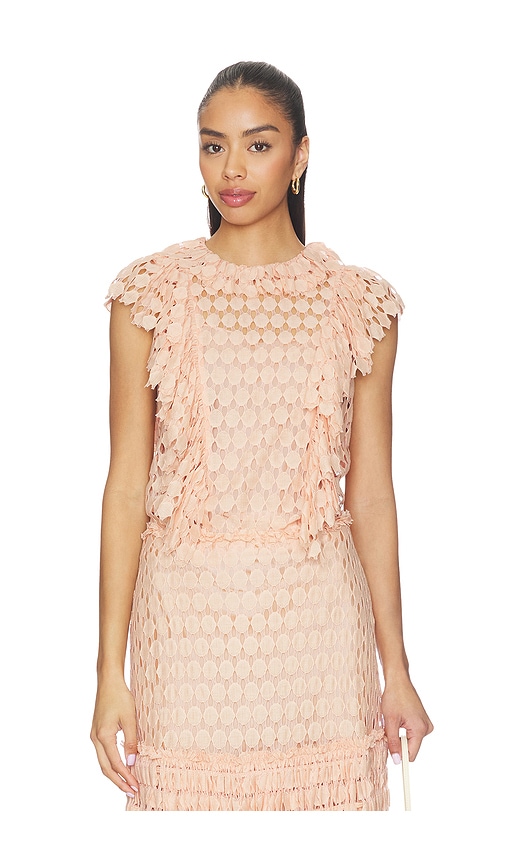 Ulla Johnson Daevy Lace Short Sleeve Top in Blush. - 10 also , 12, 4
