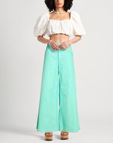 Woman Pants Green Size 4 Cotton, Acrylic, Viscose, Elastane, Calfskin