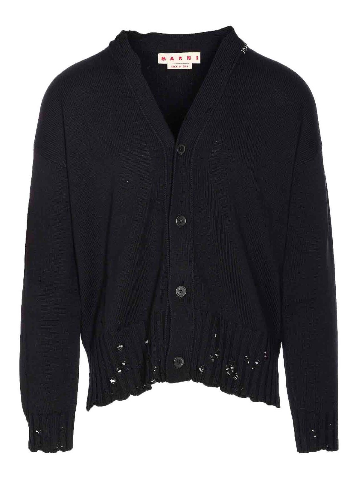 Black Knitted Cardigan With Buttons Closure