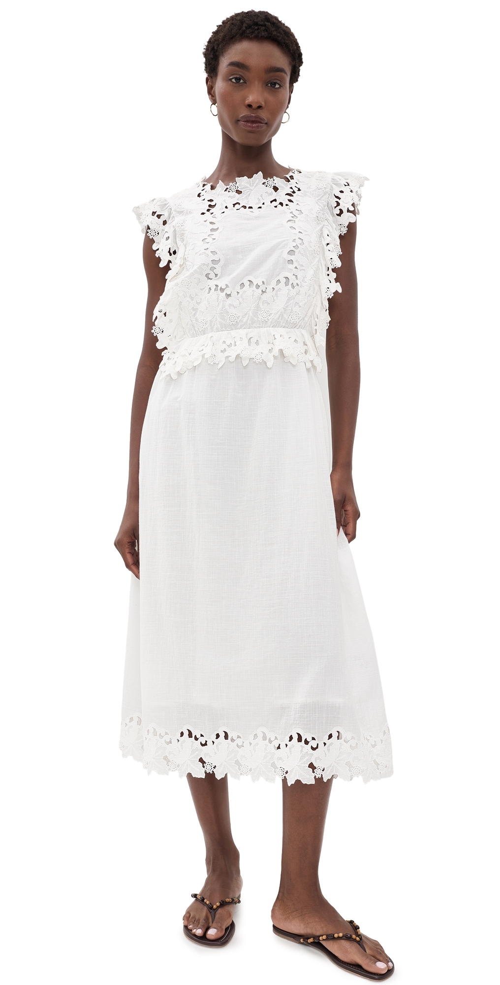 Eleannora Embellished Midi Dress White