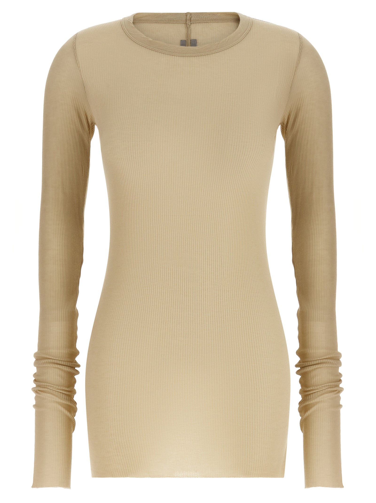 Ribbed Viscose T-Shirt — Beige