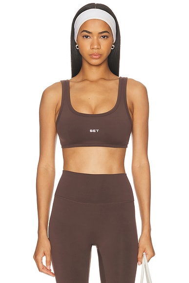 SET Active Airluxe Breathe Scoop Bra in Terrain - Brown. L also in M, S, XL