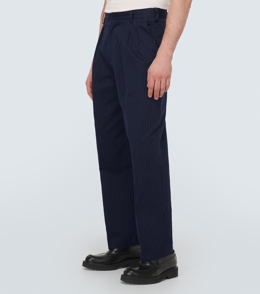Pinstripe cotton and linen pants