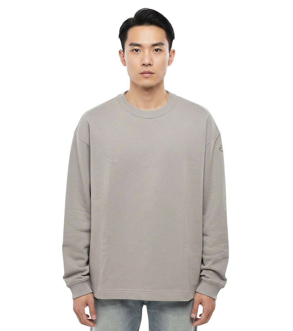 Oversized sweatshirt with metallic logo - Sweaters - Man - Grey