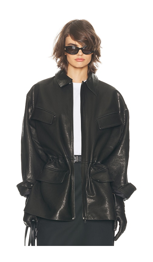 Helsa The Peplum Leather Moto Jacket in Black. - XS also in L, M, S