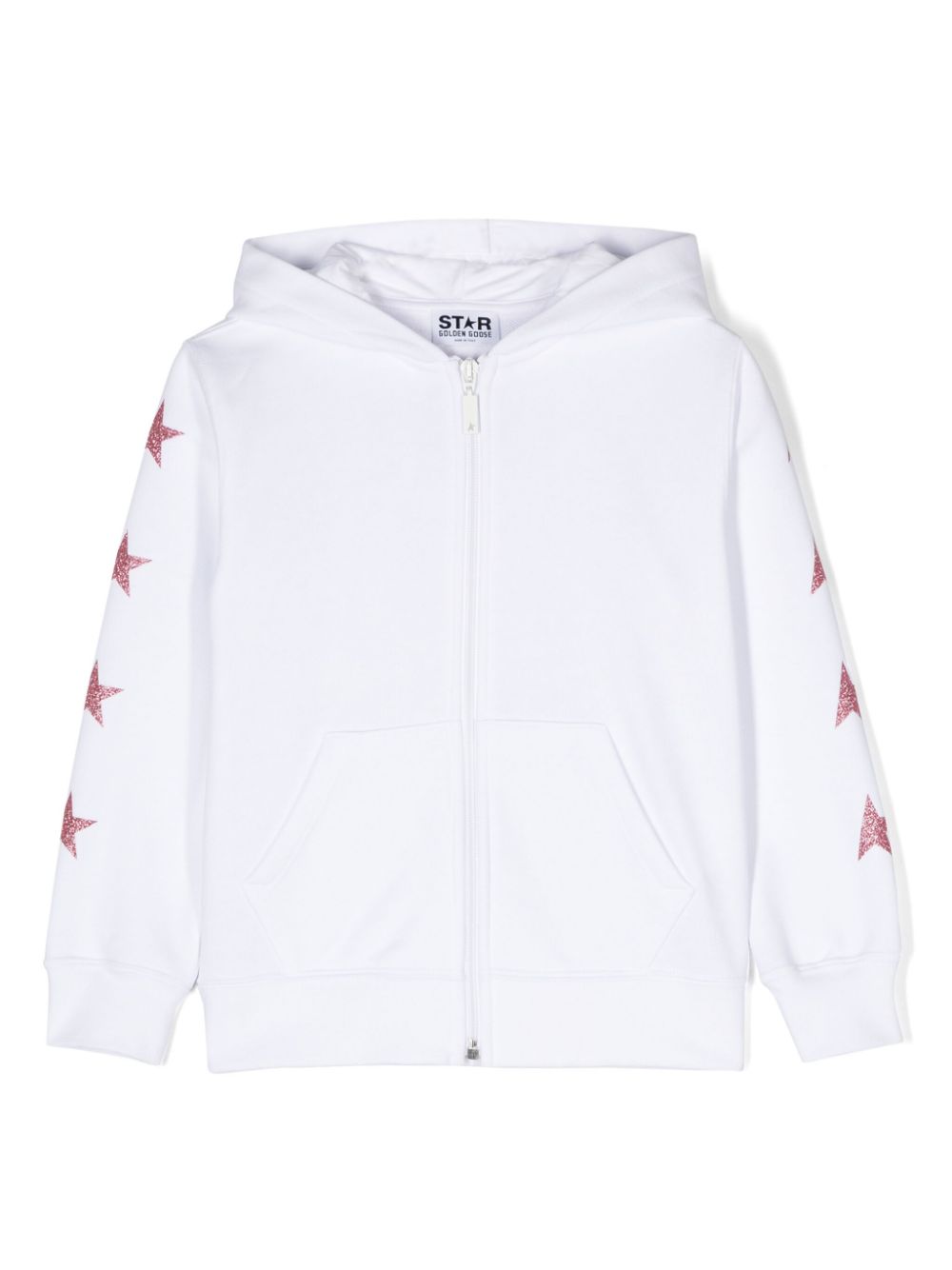 Star-print zipped hoodie - White