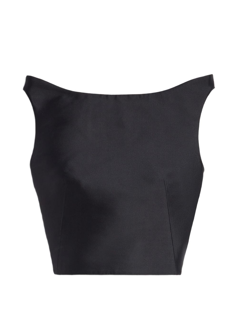 Silk and Wool Cropped Tank Top — Black